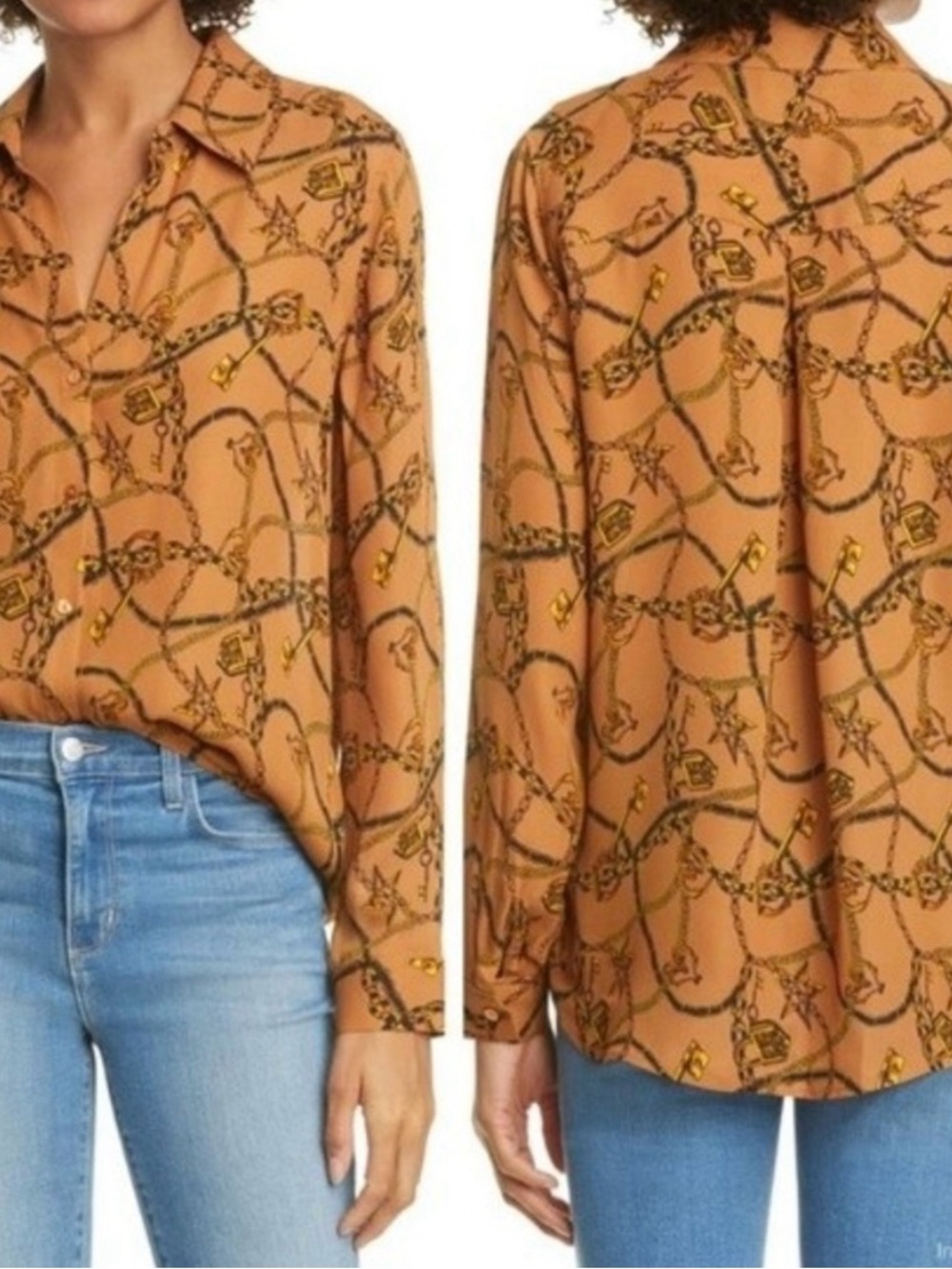 L'AGENCE 100% Silk Nina Blouse Ginger Roma SAMPLE